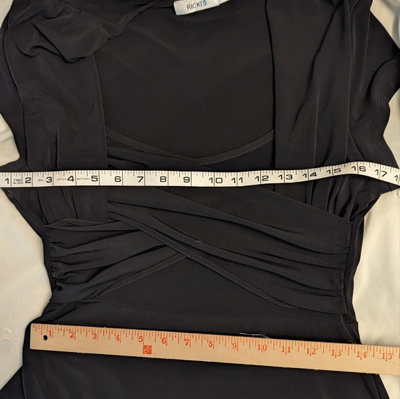 Rickis szM black stretch cross-front retro-feel perfect fit & flare LB dress EUC - Picture 3 of 6